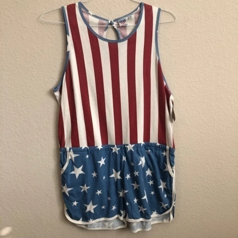 Junk Food Romper American Flag Print One Piece NWT